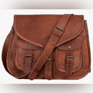 Never used boho genuine leather satchel crossbody or shoulder bag!